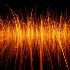 Bright golden highlights transitioning into orange hues on a black background (abstract). Generated AI