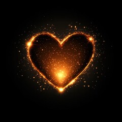 Glowing heart-shaped symbol romantic sparkle.