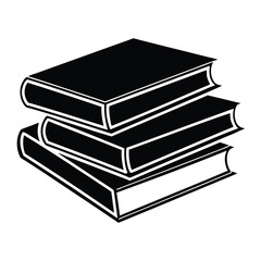Books icon, stack of black books silhouette vector