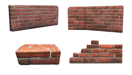 various brick wall segments showcasing different textures and ar