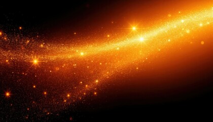 Bright golden highlights transitioning into orange hues on a black background (abstract). Generated AI