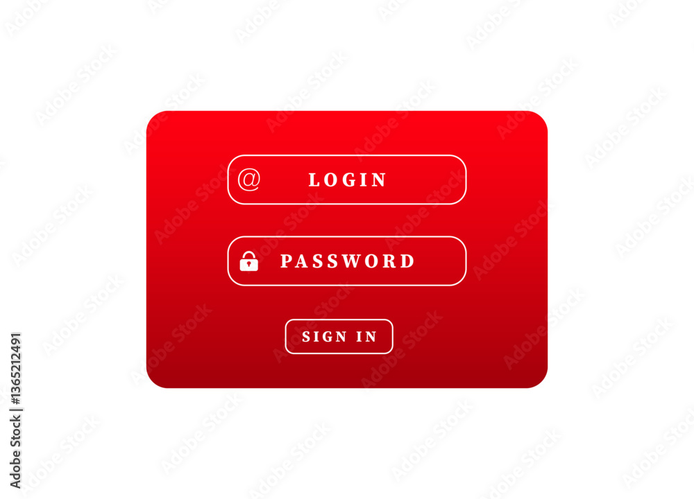 Poster red login screen featuring fields for inputting username and password, with a sign-in button.