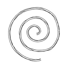ぐるぐる渦巻の手描きアイコン 複数の線が重なったモノクロのベクターイラスト