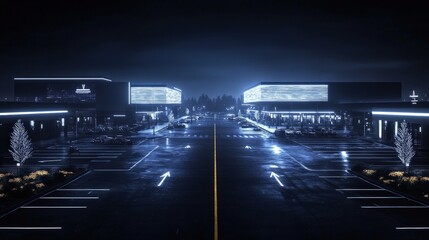 Fototapeta premium Modern Commercial Complex at Night