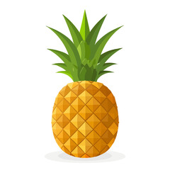 Geometric pineapple artwork with green leaves on white background.
