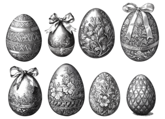 collection of easter eggs vintage illustration