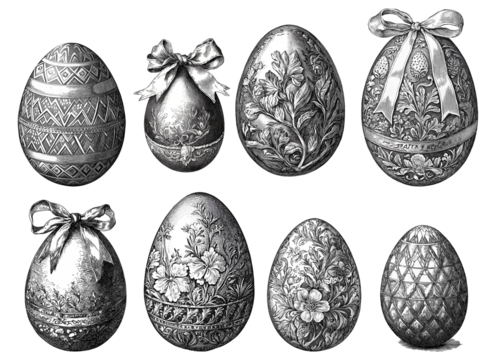 collection of easter eggs vintage illustration