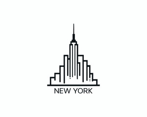 New York City skyline silhouette black and white logo vector illustration. New York City of United States of America vector template. Urban Architecture and Skyscrapers