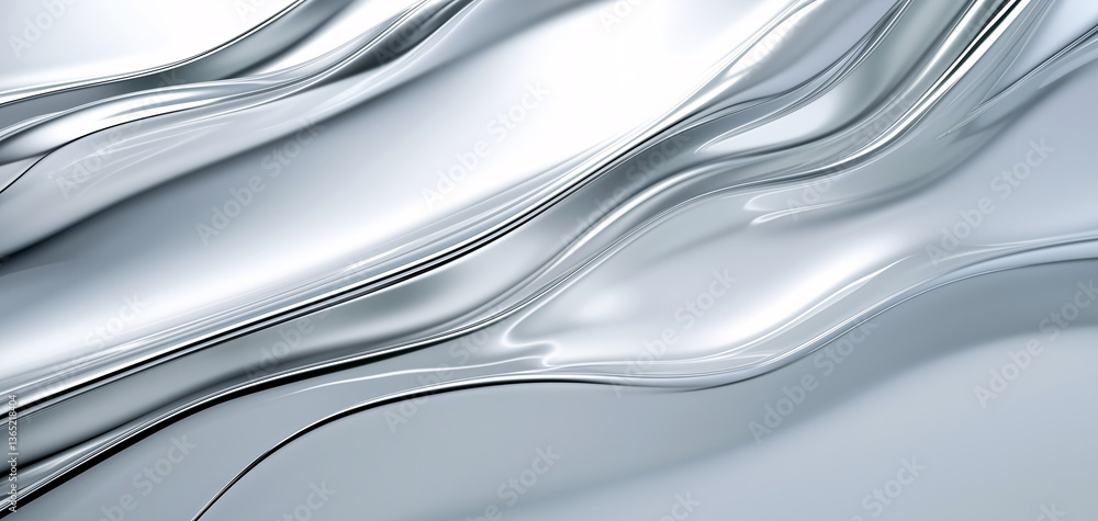 Poster flowing metallic curves intertwine effortlessly, crafting an intriguing abstract composition with sh