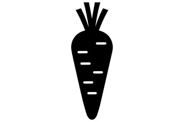 Simple black silhouette of a carrot white background vector illustration