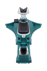 A sturdy green and gray firearm rest with adjustable components, tailored for stable and accurate aiming, displayed on a white background.