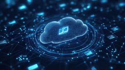 An AI powered cloud based data security system, protecting sensitive data with advanced algorithms in real-time, Cybersecurity tech style