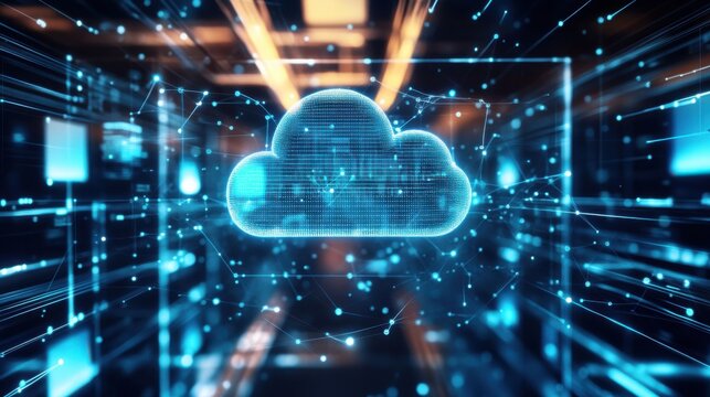 An AI powered cloud based data security system, protecting sensitive data with advanced algorithms in real-time, Cybersecurity tech style