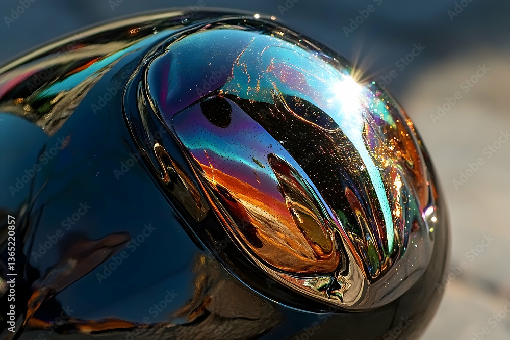 Aufkleber captivating reflections on a smooth, glossy surface creating iridescent patterns