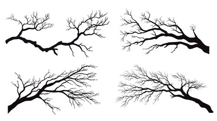 Obraz premium Tree branch silhouettes vector design, featuring intricate and naturalistic patterns. The design showcases the elegant form of tree branches, ideal for nature-themed projects, environmental designs, 