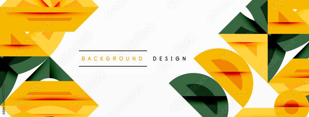 Wall mural abstract geometric background with shapes, featuring circular and rounded elements. bold contrast, s