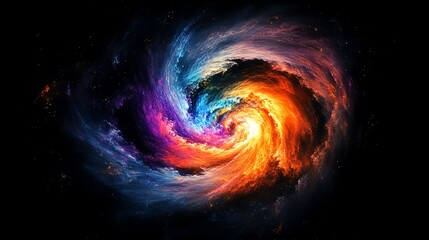 Obraz premium Exploring Swirling Nebula with Bright Colorful Cosmic Cloud in Deep Space