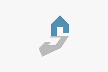 Unique home and letter S shadow logo 