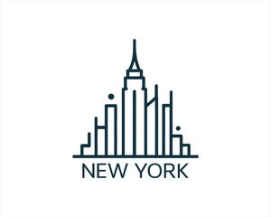 Obraz premium New York City skyline silhouette black and white logo vector illustration. New York City of United States of America vector template. Urban Architecture and Skyscrapers