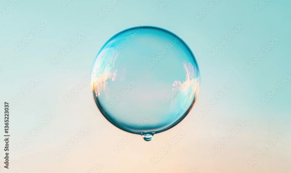 Poster a captivating macro shot of a floating soap bubble, showcasing its iridescent colors and delicate wa