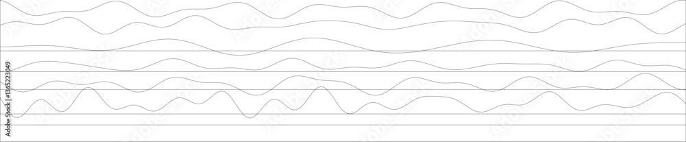 Aufkleber abstract line art with wavy patterns on white background.