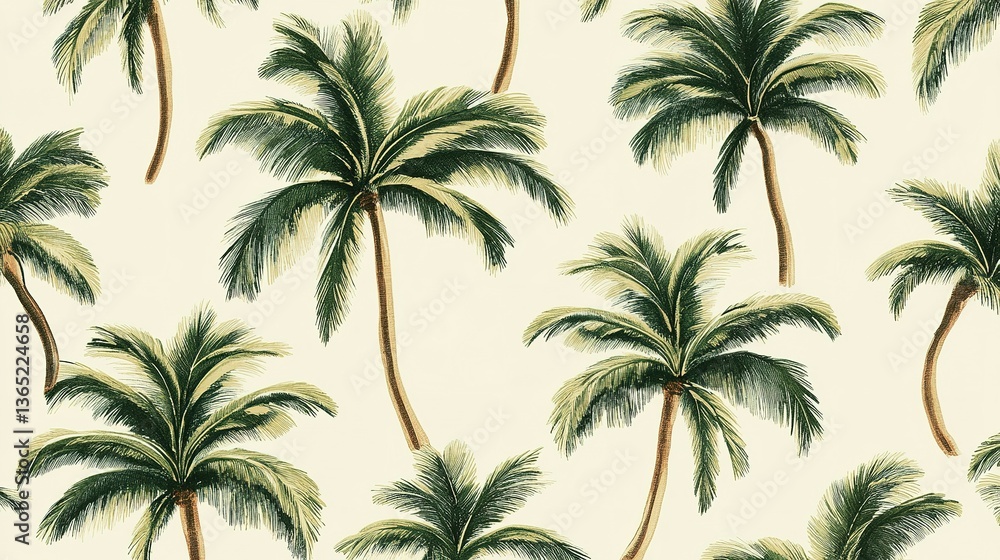 Poster a repeating pattern of stylized palm trees on a light background
