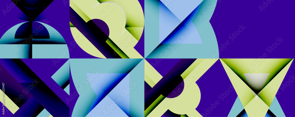Aufkleber Minimal geometric abstract background. Circle square and triangle design