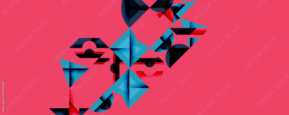 Aufkleber Minimal geometric abstract background. Circle square and triangle design