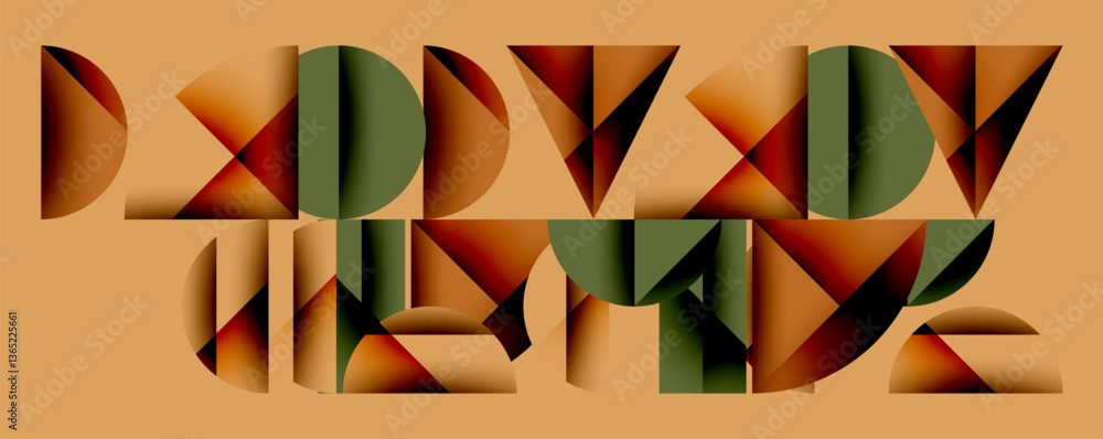 Aufkleber Abstract geometric background with layered gradient shapes forming dynamic patterns. Overlapping semi circles and triangles create depth and contrast