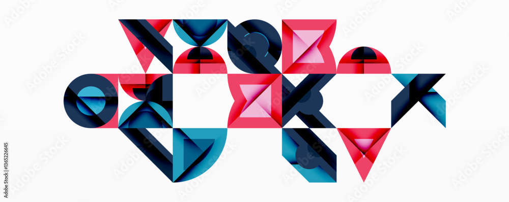 Aufkleber Minimal geometric abstract background. Circle square and triangle design