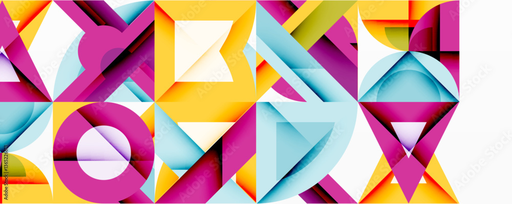 Aufkleber Minimal geometric abstract background. Circle square and triangle design