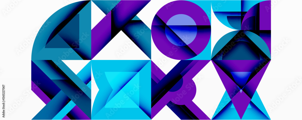 Aufkleber Minimal geometric abstract background. Circle square and triangle design
