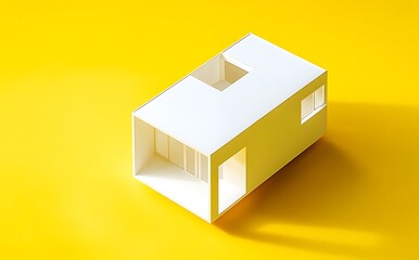 Obraz premium A simple house model on a yellow background