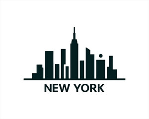 Fototapeta premium New York City skyline silhouette black and white logo vector illustration. New York City of United States of America vector template. Urban Architecture and Skyscrapers