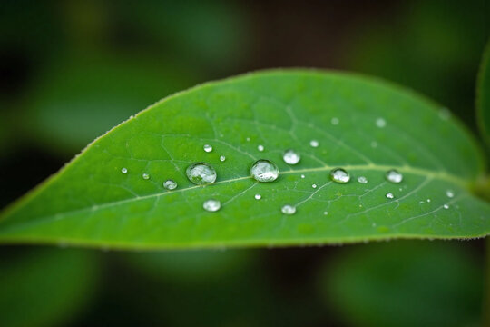 green leaf with water droplets on it - Powered by Adobe