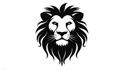 lion head vector silhouette logo  white background generative Ai
