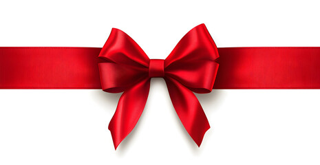 Set of red satin ribbon bows isolated on white background	