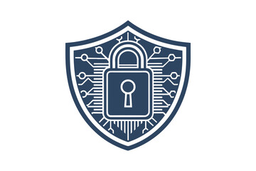 Secure Shield Vector Illustration featuring a padlock and lock, symbolizing cybersecurity, protection, privacy, digital safety, and data encryption in a modern, minimal, and professional design style.