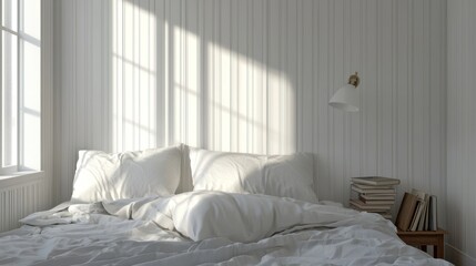 Serene Bedroom: Sunlit Minimalist Interior Design