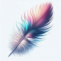 Fototapeta premium An Artistic Representation of a Feather with Gradient Color Transitions, Presented on a Gentle, Off-White Backdrop.