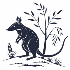 Bandicoot black silhouette icon vector