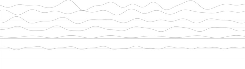 Abstract black and white wavy line pattern on horizontal stripes background.