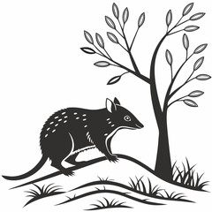 Bandicoot black silhouette icon vector