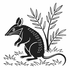 Bandicoot black silhouette icon vector
