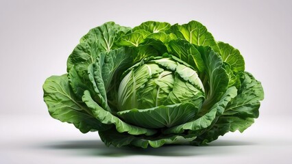 Obraz premium A top-down view of a green cabbage, displaying its tightly layered leaves.