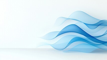 Exploring the Serenity of Abstract Blue Waves on a Minimalist White Surface for Modern Tech Presentations