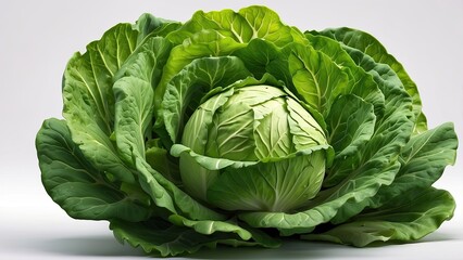 Obraz premium A top-down view of a green cabbage, displaying its tightly layered leaves.