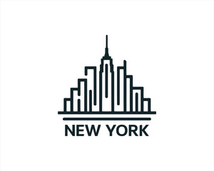 Fototapeta premium New York City skyline silhouette black and white logo vector illustration. New York City of United States of America vector template. Urban Architecture and Skyscrapers