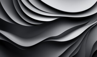 Abstract black and white layered wave design with a smooth, flowing texture.