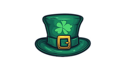 A vibrant green leprechaun hat with clover motif.